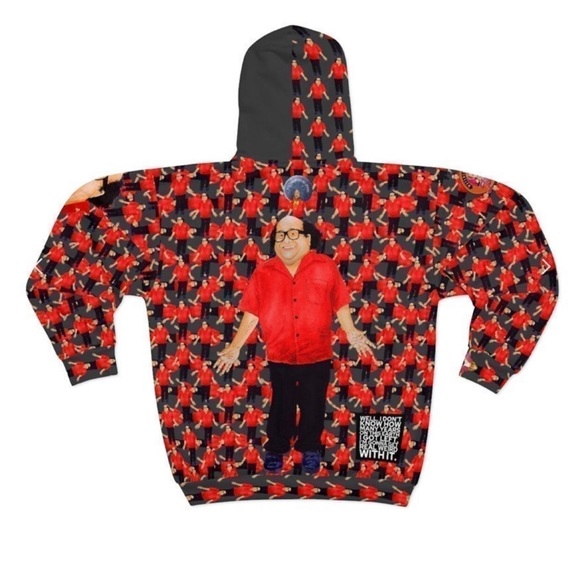 Danny DeVito Red & Black Lumberjack Zipper Hoodie - Frank Reynolds Always Sunny - Picture 10 of 11